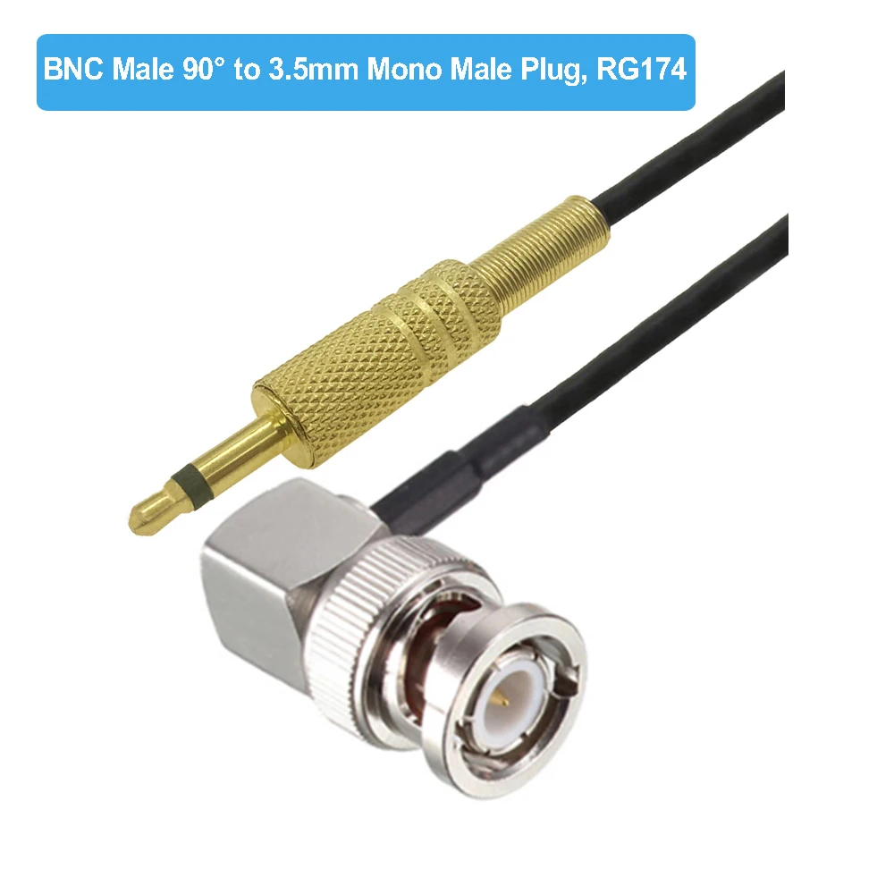 6M BNC Male To 3.5mm Mono Male Coaxial Cable - RG174 Cable For Camera Monitor & Audio Connections