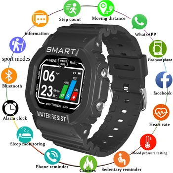 

LIGE New Smart Watch IP68 Heart Rate Monitor Fitness Watch Blood Pressure Alarm Clock Pedometer Sports Smart Watch Men Women+Box