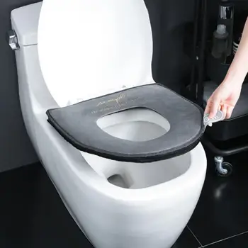 

Toilet Seat Mat Warmer Closestool Winter Mat High-end Bathroom Accessories Decor Comfortable Washable Thicken Seat Covers Solid