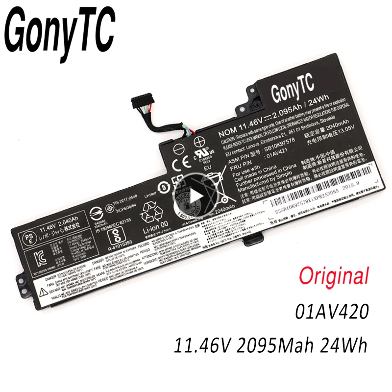 Оригинальная батарея 01AV420 11 46 в 24 Втч для Lenovo ThinkPad T470 T480 A475 A285 01AV419 01AV421 01AV489 SB10K97576