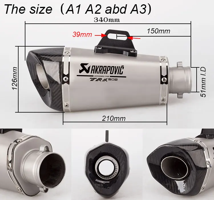 Akrapovic выхлопная труба мотоцикла из углеродного волокна Бенелли Akrapovic выхлопная средняя секция с DB killer для TRK502 ZX10 Z900