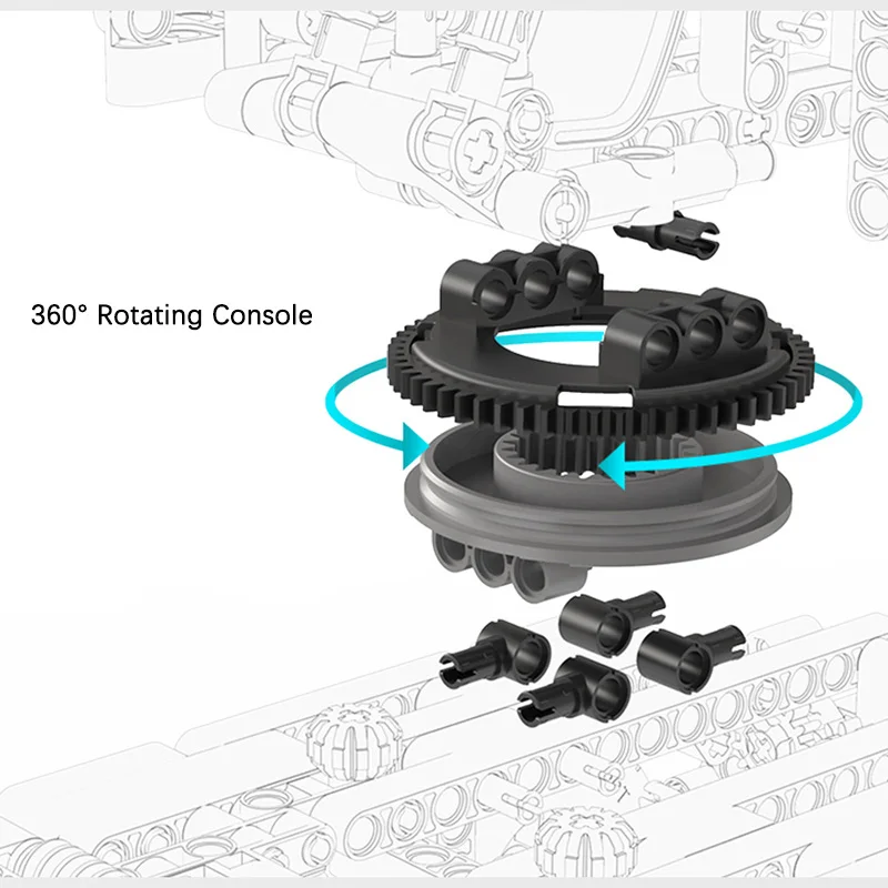 Ceny Xiao mi mi mi tu klocki inżynierii żuraw 360 stopni obracanie konsoli wysięgnik teleskopowy dla dzieci DIY zabawki samochodowe cegły