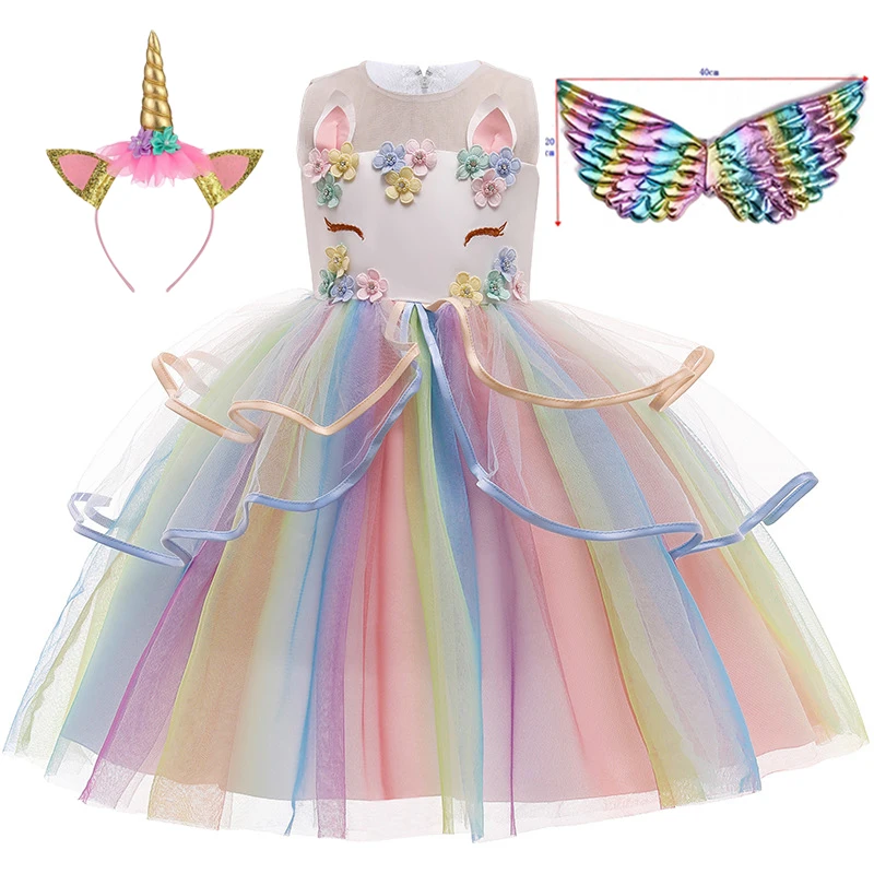 Детское праздничное платье с единорогом LZH на возраст 8-10 лет | Детская одежда и