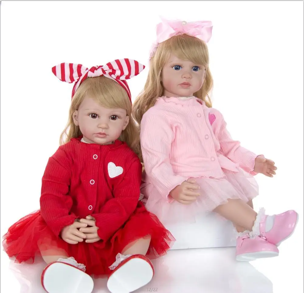 twins girl doll Мода KEIUMI Reborn Baby Dolls 60 см Силиконовые мягкие виниловые Близнецы настоящая принцесса кукла новорожденного для девочек Boneca игрушки для детей Рождественский подарок - Цвет: twins girl doll