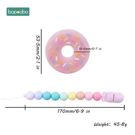 Donut Bopoobo 1 шт. пищевой силиконовый Icecream набор силиконовый Прорезыватель для зубов бусы для изготовления BPA бесплатные Детские трофеи подвеска пустышка Клип цепь - Цвет: Donut