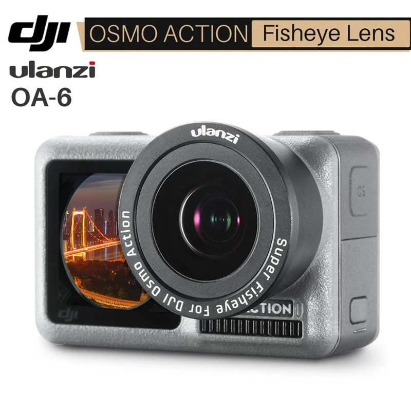 Объектив ABKT-Ulanzi 180 степени камеры «рыбий глаз» для Dji Osmo Action HD 4K Оптическое стекло Osmo Action рыбий глаз аксессуары