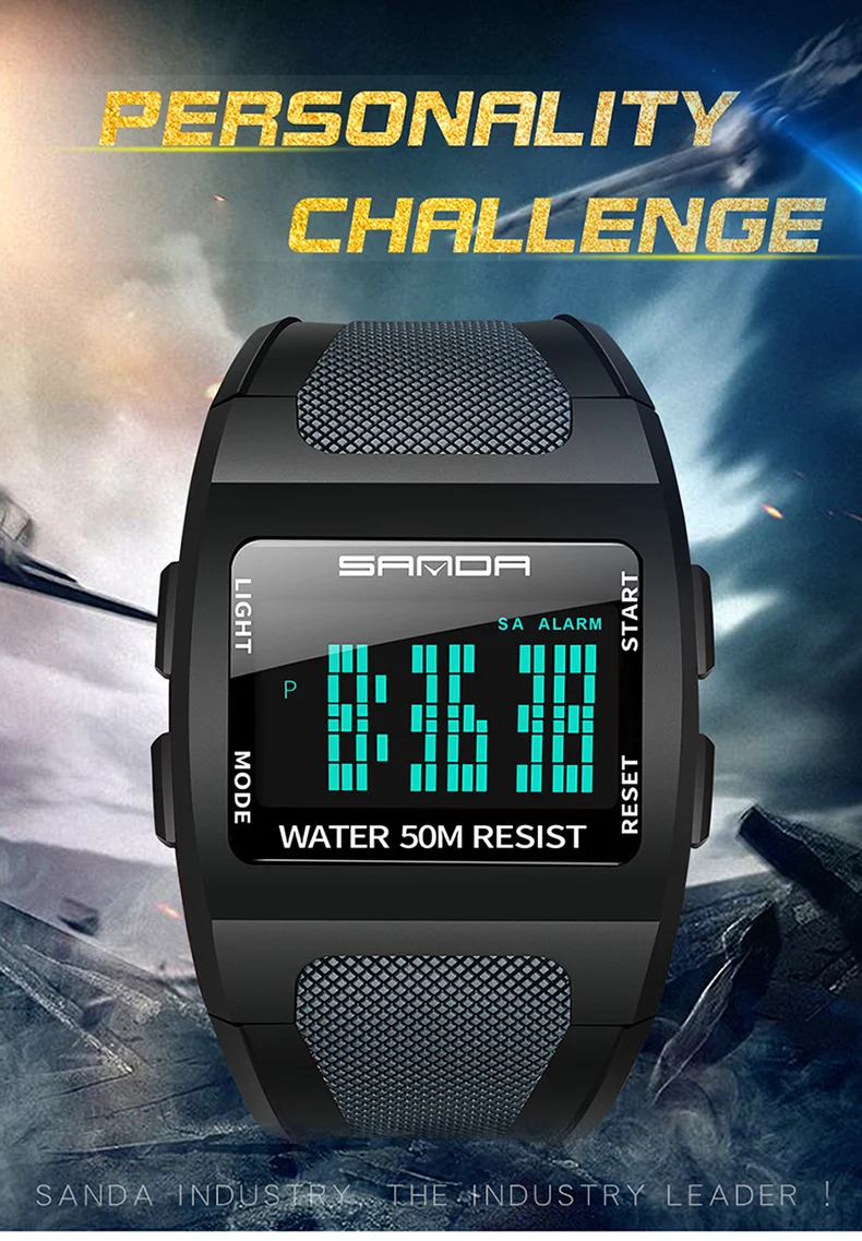 Лучшие продажи бренда SANDA 222 спортивные часы мужские цифровые часы многофункциональные водонепроницаемые солнечные часы