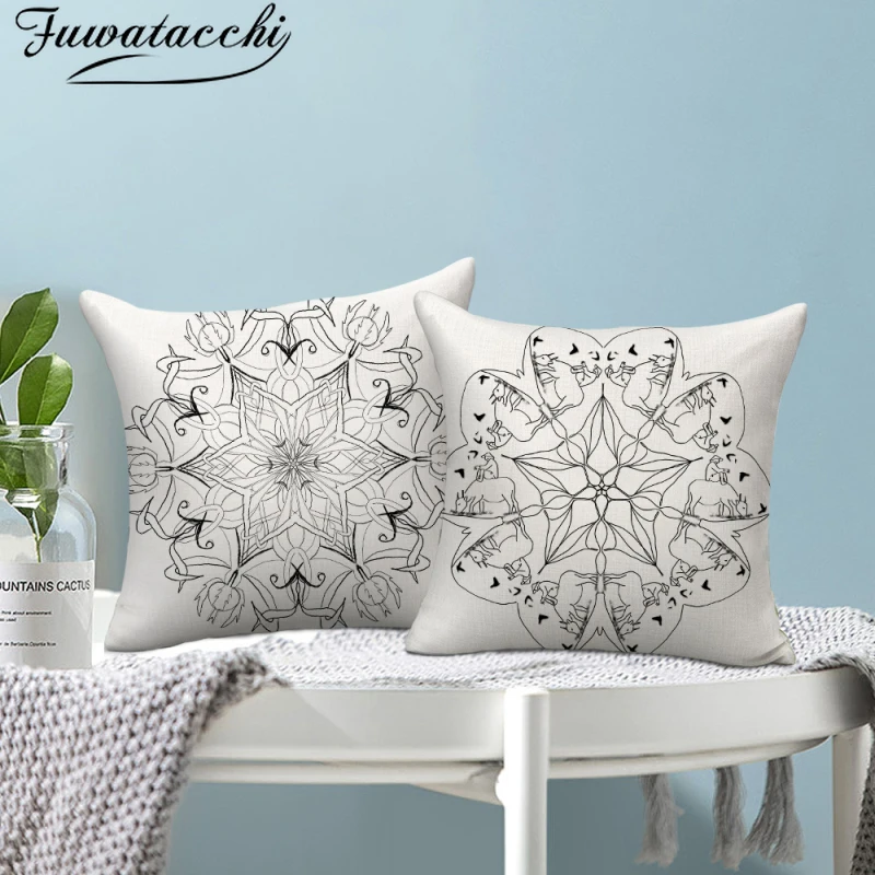 

Fuwatacchi Mandala Style Cushion Cover Geometric Pattern Pillow Covers for Home Sofa Chair Fall Decore Throw Pillowcases 45X45cm