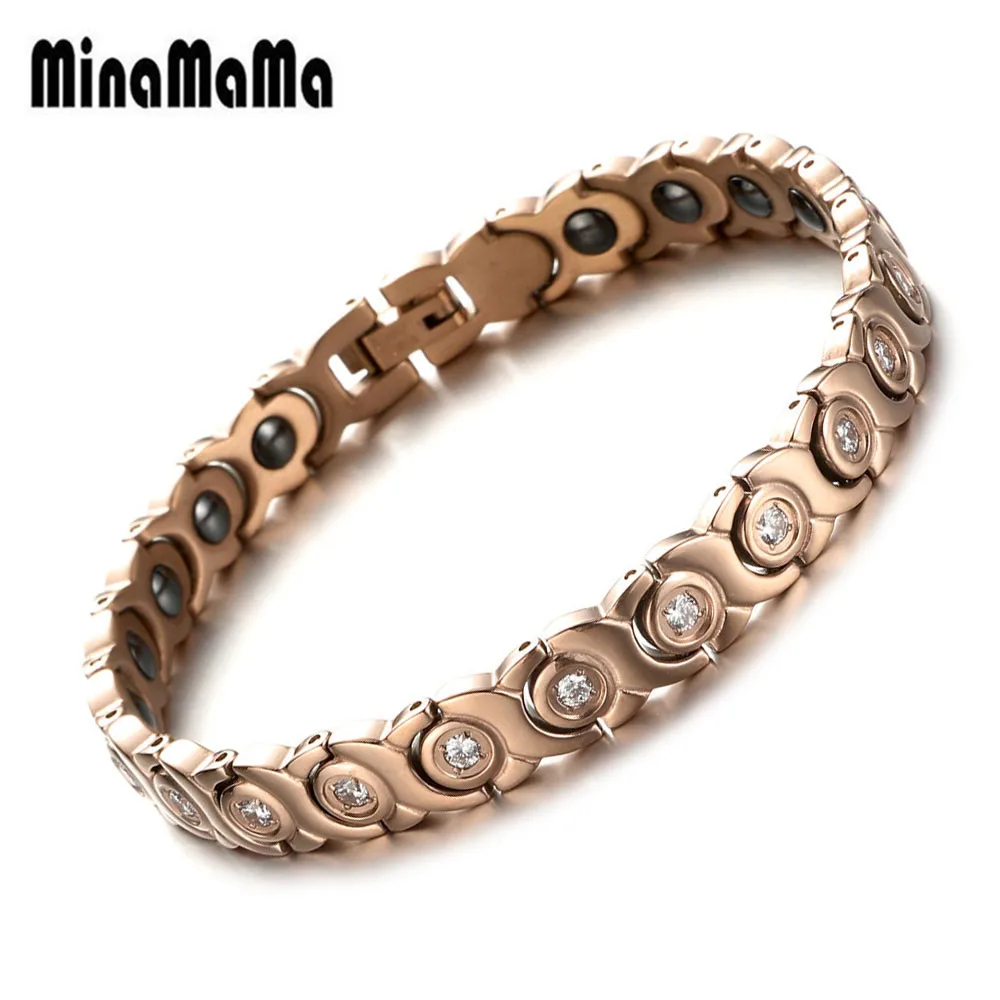 Новые модные браслеты из гематита для женщин и мужчин с кристаллами золотого розового цвета браслет из нержавеющей стали здоровый браслет ювелирные изделия