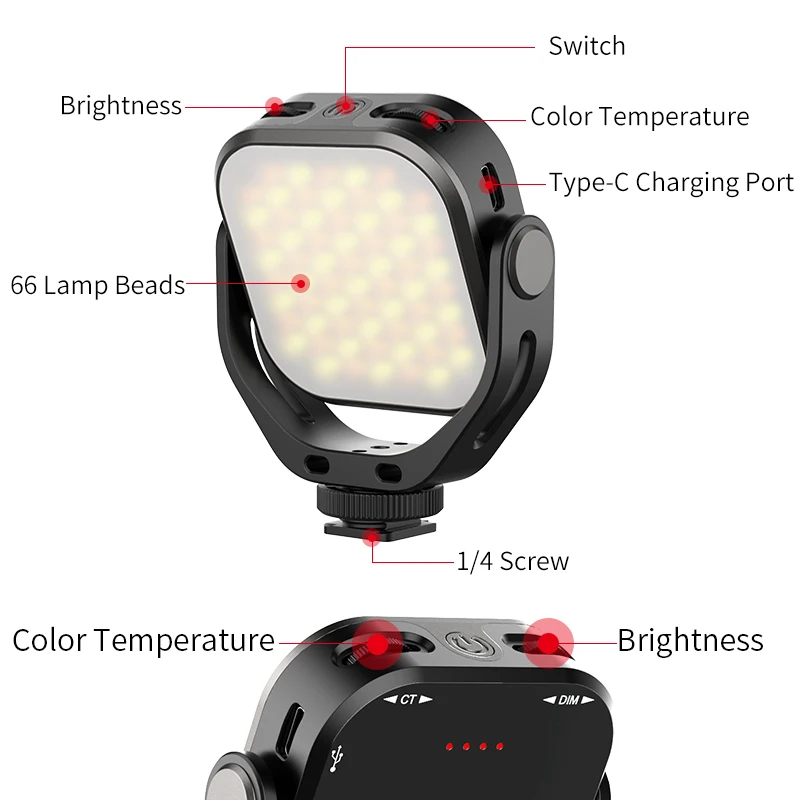 VIJIM VL66 3200k 6500k светодиодный светильник для видеосъемки на 360 ° вращающийся