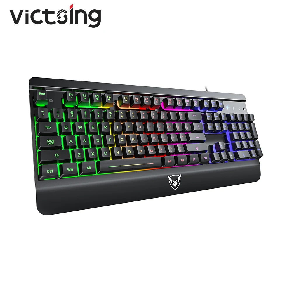 

VicTsing PC268 Gaming Keyboard Mechanical Feeling Membrane Keyboard 104 Keycaps Blacklit Keyboard With Wrist Rest For PC Gamer
