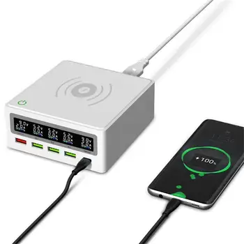 

PD3.0+QC3.0 Quick Wireless Charger 5 USB Ports 65W PD Laptop Charging Dock Station With Touch Switch Fast Charger for iphone11 N