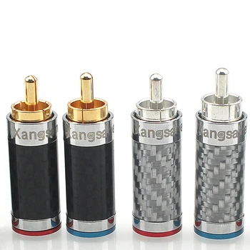 

4Pcs Hi-end Carbon Fiber RCA Plug Silver / Gold Plated Audio connector for DIY audio cable