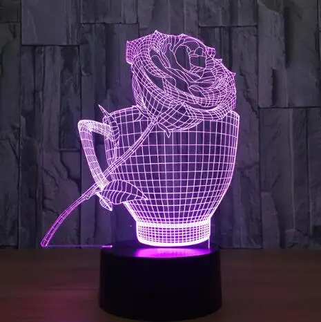 Rose 2 7 цветов Изменение розы акрил 3D свет светодиодный светильник для гостиной настольная лампа Micro USB свет настроения для спальни прикроватный любовник Валентина подарок для жены - Цвет абажура: Rose 2