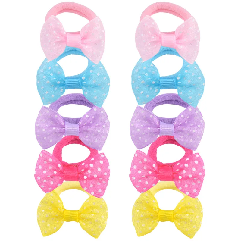 10Pcs Baby  Girls Bow Hair Ring Rope Elastic Hair Rubber Bands Hair Accessories for Kids Hair Tie Ponytail Holder Headdress accessoriesbaby eating 