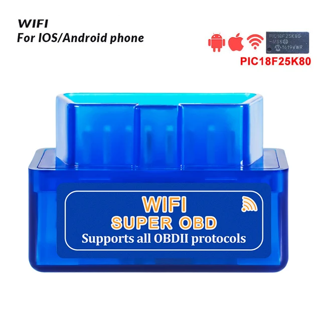 ELM327 WiFi Bluetooth V1.5 PIC18F25K80 чип OBDII диагностический инструмент IPhoneAndroidPC ELM 327 V 1,5 ICAR2 автоматический сканер считыватель кода - Цвет: WIFI  Blue