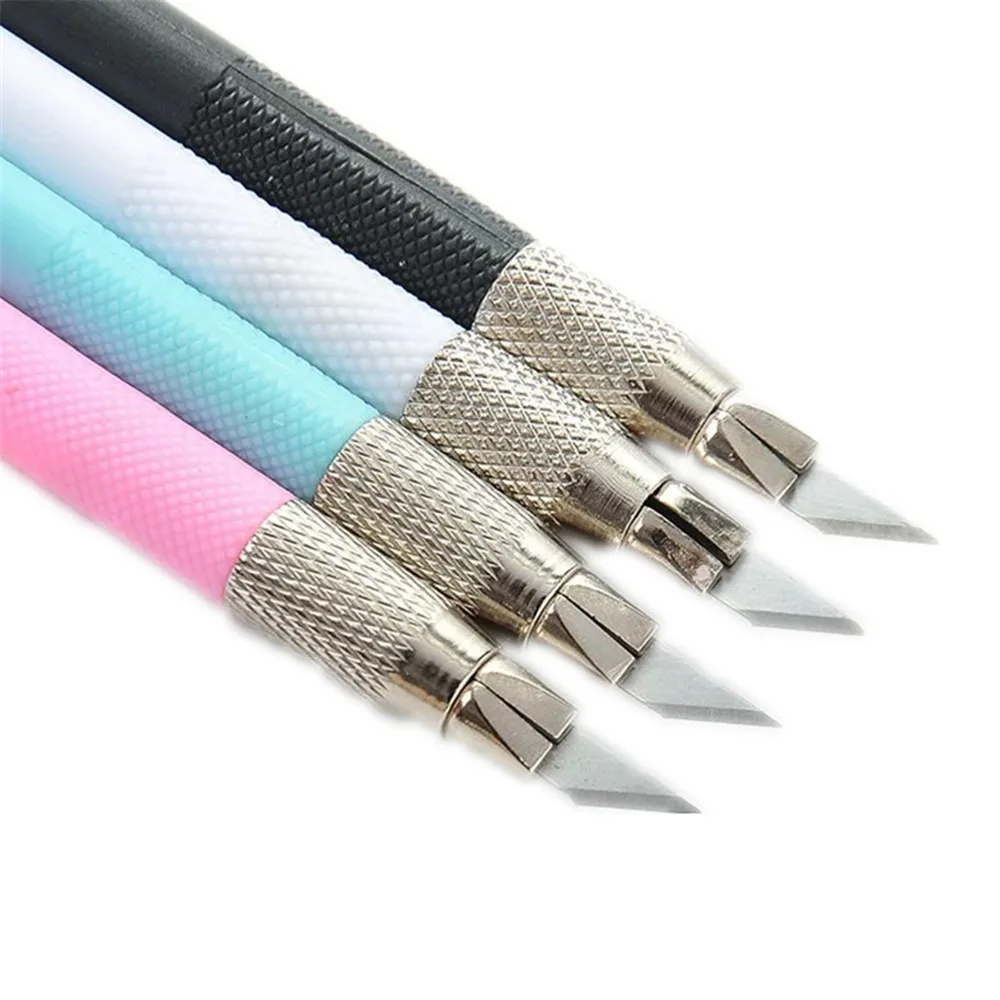 Cuchillo de pluma con 12 Uds., juego de cuchillos de utilidad para tallado, herramienta artística, cuchilla para manualidades de grabado para Pegatinas, cintas de Scrapbooking, herramienta DIY