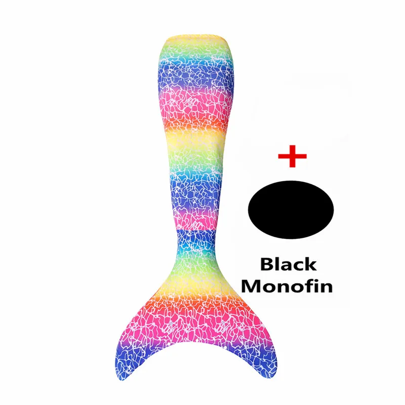 Tail and Monofin Новинка! хвосты маленькой русалки с черным монофином для детей, взрослых, летнее платье, купальный костюм, костюм русалки - Цвет: Tail and Monofin