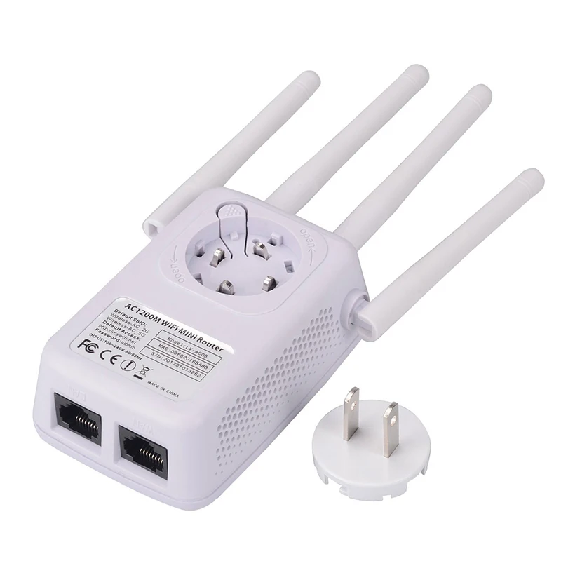 5 шт. беспроводной AC 1200 Мбит/с удлинитель 2,4 г/5 г WiFi повторитель с высоким коэффициентом усиления антенный мост усилитель сигнала два порта Ethernet RJ45