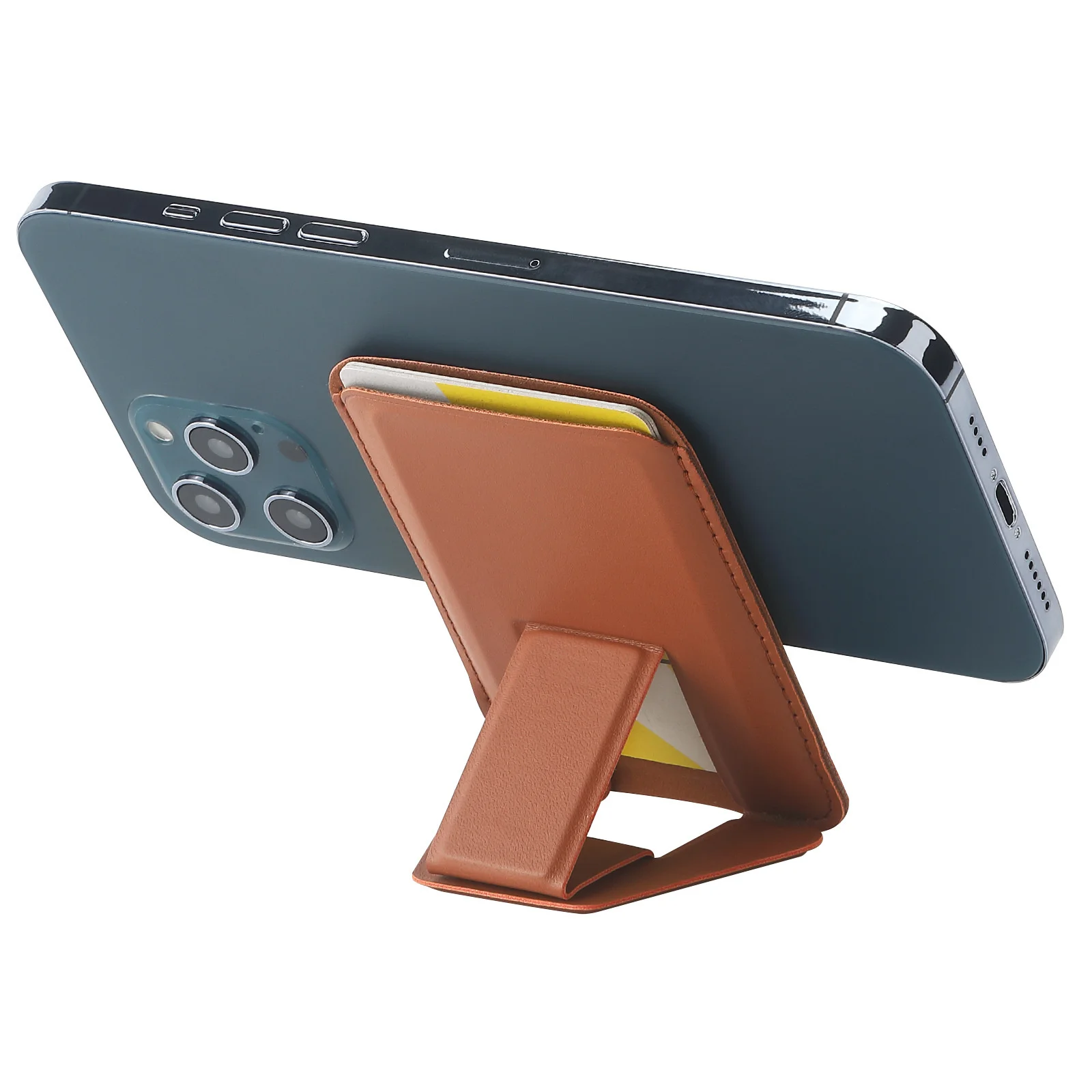 Magnetic Leather Card Holder Wallet for iPhone 12 13 14 With Stand cb5feb1b7314637725a2e7: Black|Brown|Ocean Blue|Pine Needle Green|Red|Yellow