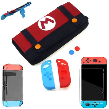 

For Nintend Switch host bracket travel portable bag crystal shell screen tempered film silicone cap 6 in 1
