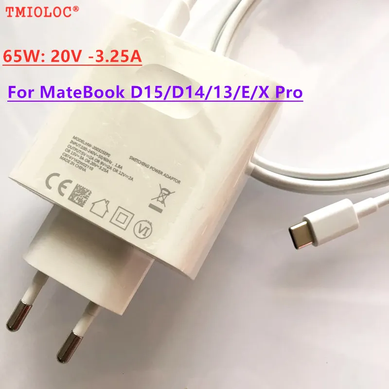 Adaptador de cargador de viaje para Huawei Matebook, cable de carga