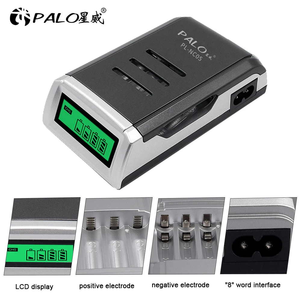 Интеллектуальное зарядное устройство PALO C905W с 4 слотами для Ni CD MH батарей AA/AAA ЖК