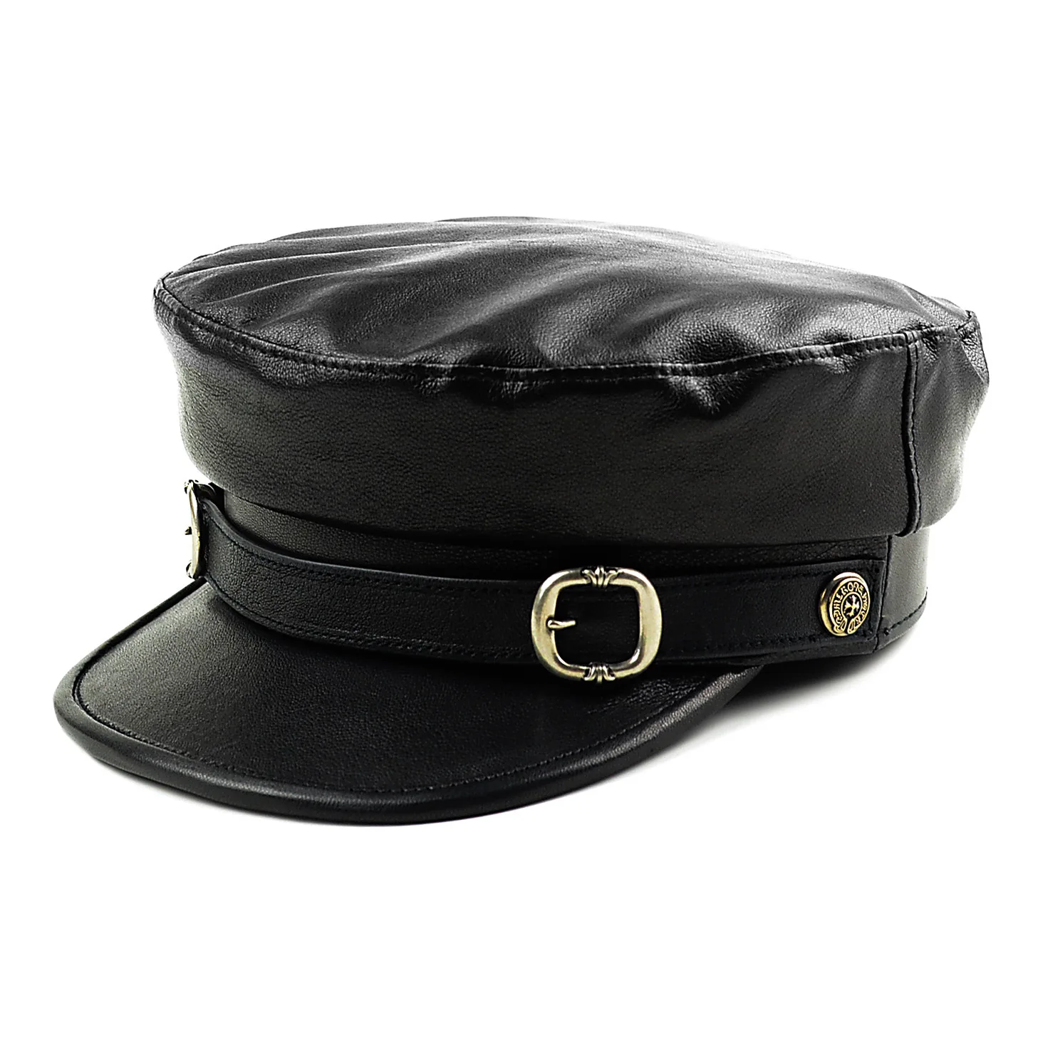 H3518 Мужская военная шляпа из натуральной кожи, Мужская черная плоская модная кепка, осенне-зимние уличные теплые высококачественные корейские простые головные уборы - Color: StyleA