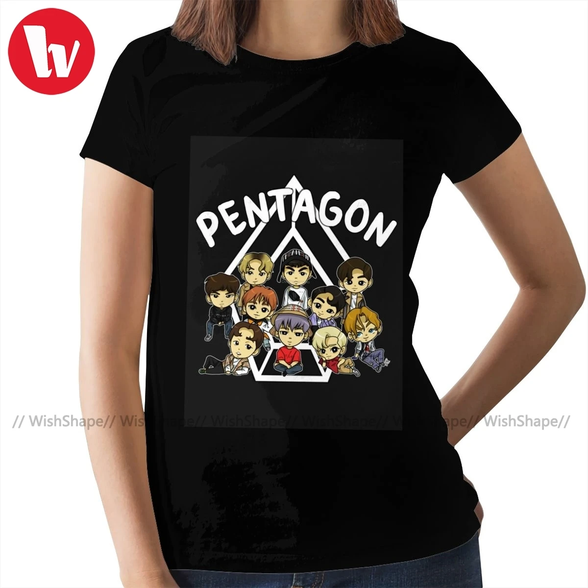 五角形kpop Tシャツ五角形輝きtシャツ半袖かわいい女性tシャツ黒レディースtシャツ T Shirts Aliexpress