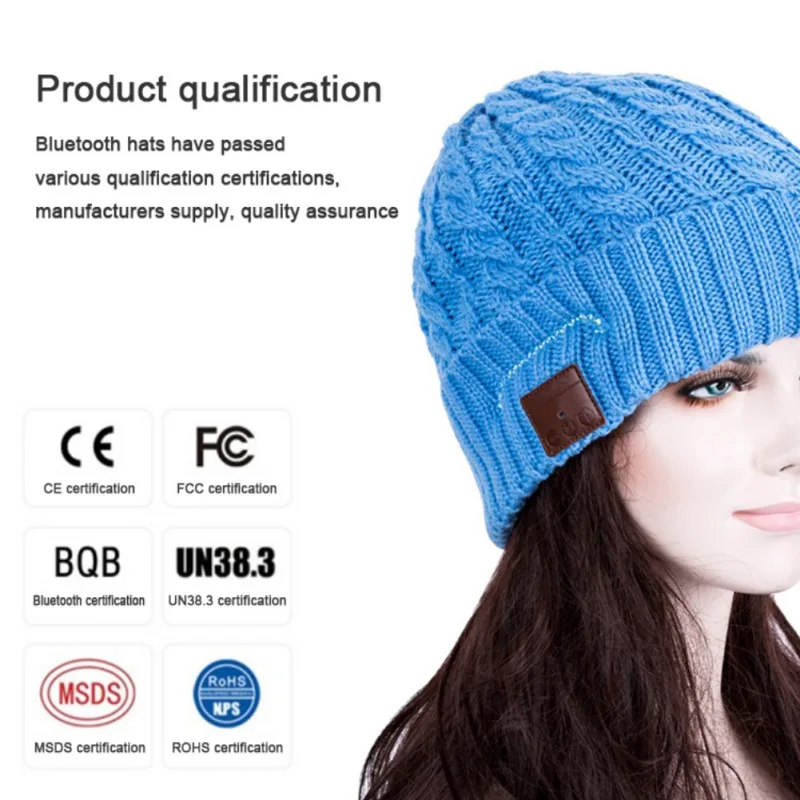 Bluetooth V5.0 съемная стерео музыка беспроводной наушник шапка зимняя теплая Модная трикотажная шляпа Головной убор Новинка