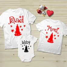 1 шт. Рождество для папы, футболка "Мама" Детские хлопковые ползунки First Christmas Семья праздничная одежда для мамы, папы и детей; и симпатичная детская одежда подходящая друг к другу одежда