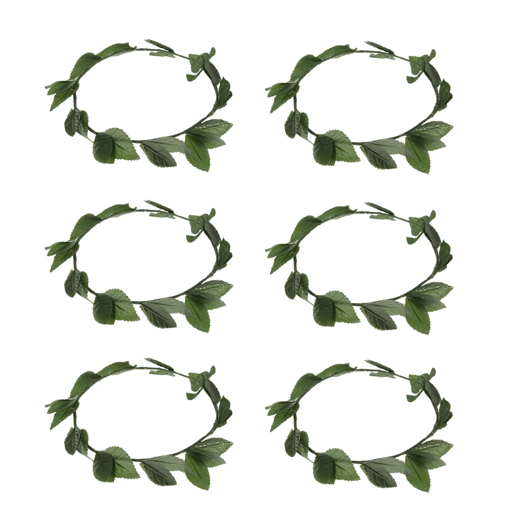 6 Pieces Green Leaf Roman Greek Goddess Laurel Wreath Fancy Dress Headbands