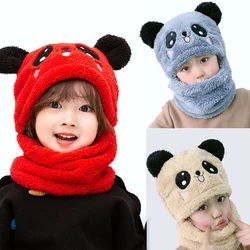 Winter Children Hat Plus Fleece Kids Caps Cartoon Hat For Girls Boys Scarf Thicken Cap Newborn Photography Baby Stuff