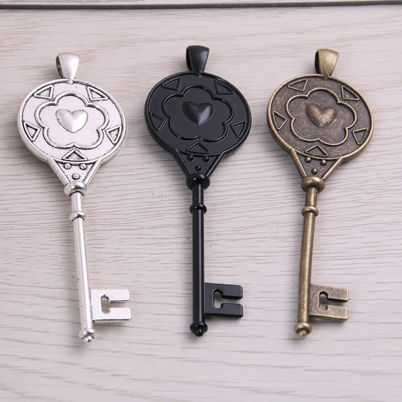 SWEET BELL 6pcs 25mm Inner Size Three Color Metal Alloy Simple Key Flower Love Cabochon Pendant Setting Jewelry Findings | Украшения и