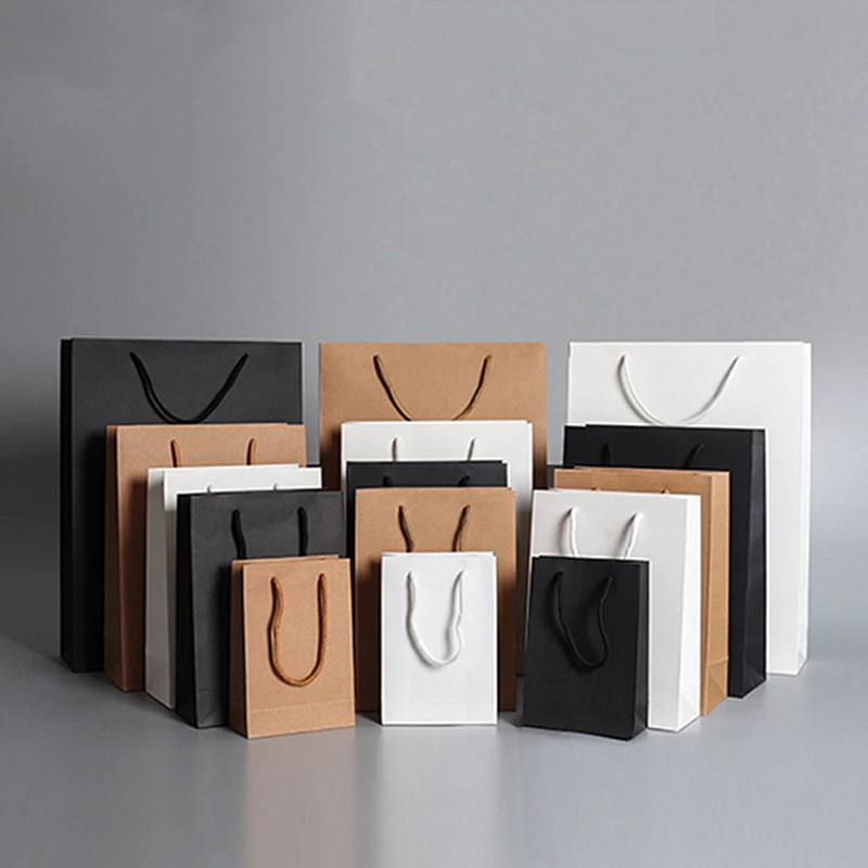 

50X optional Custom Logo Printed Thick Grossy White Paper Bag 250grams Cardboard Paper Shopping Bags with String