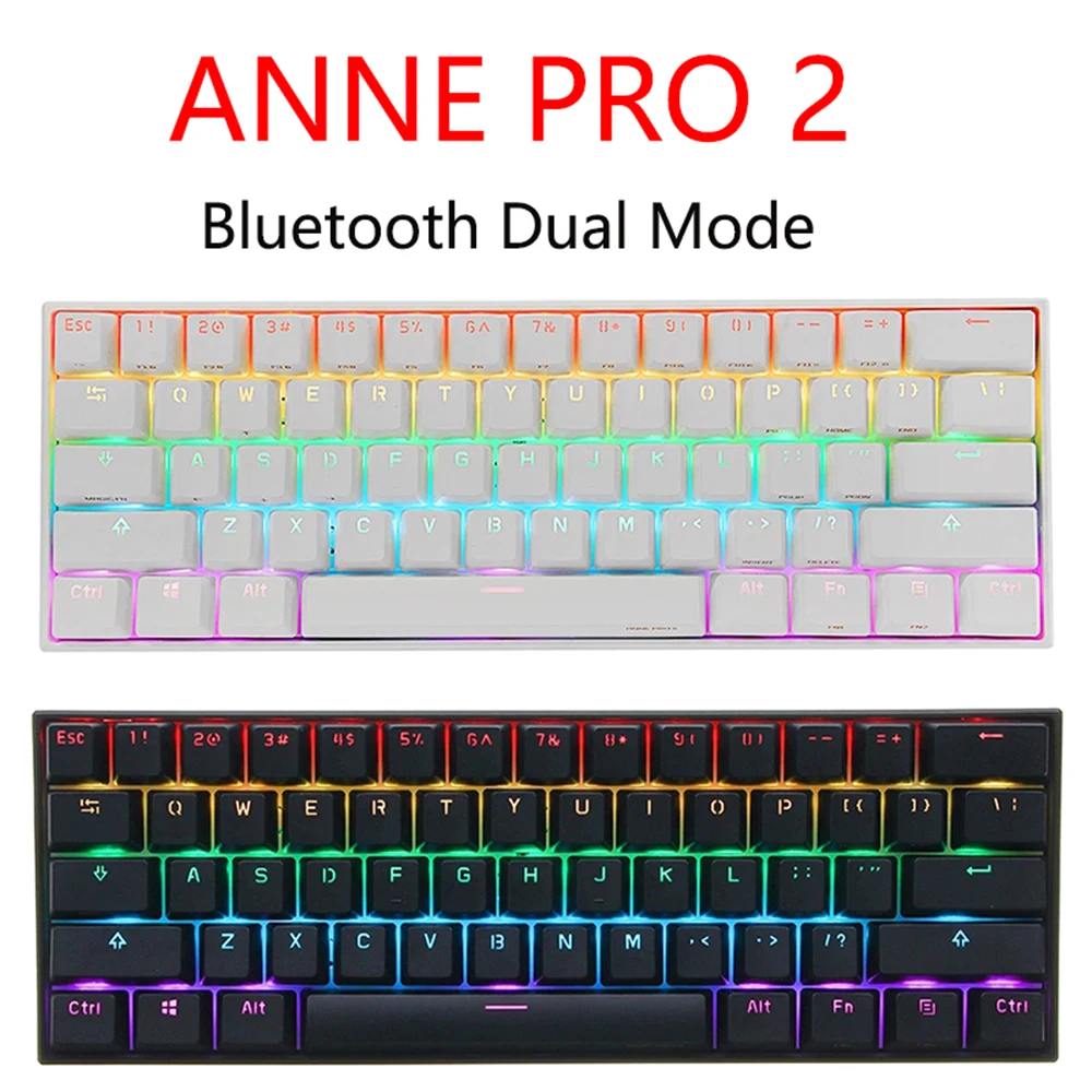 Anne Pro 2 60% Mechanical Keyboard Wired/Wireless Dual Mode Full RGB Double  Shot PBT - Red Switch 