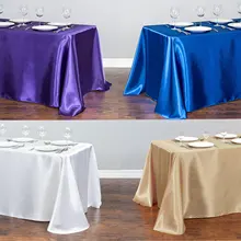 21, Color sólido, mantel de satén Rectangular de la cubierta de la mesa de comedor para boda decoración de banquetes de fiesta de Navidad ropa de mesa