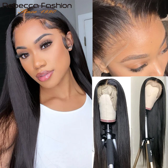 $US $57.01 Rebecca Straight Lace Front Human hair Wigs 360 Lace Frontal Wigs Pre Plucked Part Straight Frontal Human Hair Lace Front Wigs