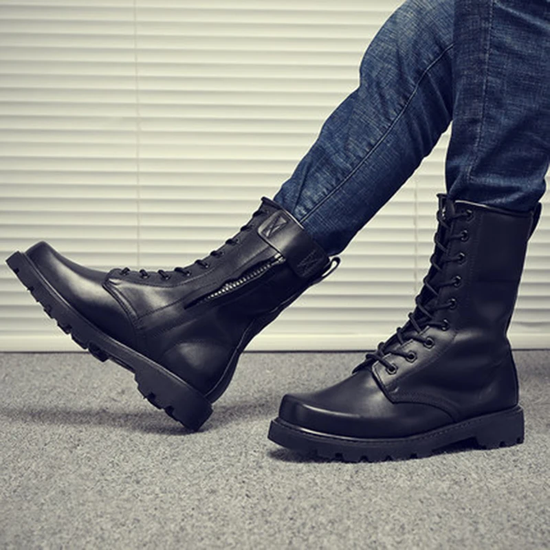 Billige UPUPER Combat Männer Stiefel Winter Schuhe Männer Military Stiefel Wasserdicht Leder Armee Stiefel Männer Sicherheit Arbeit Schuhe Männer 2019