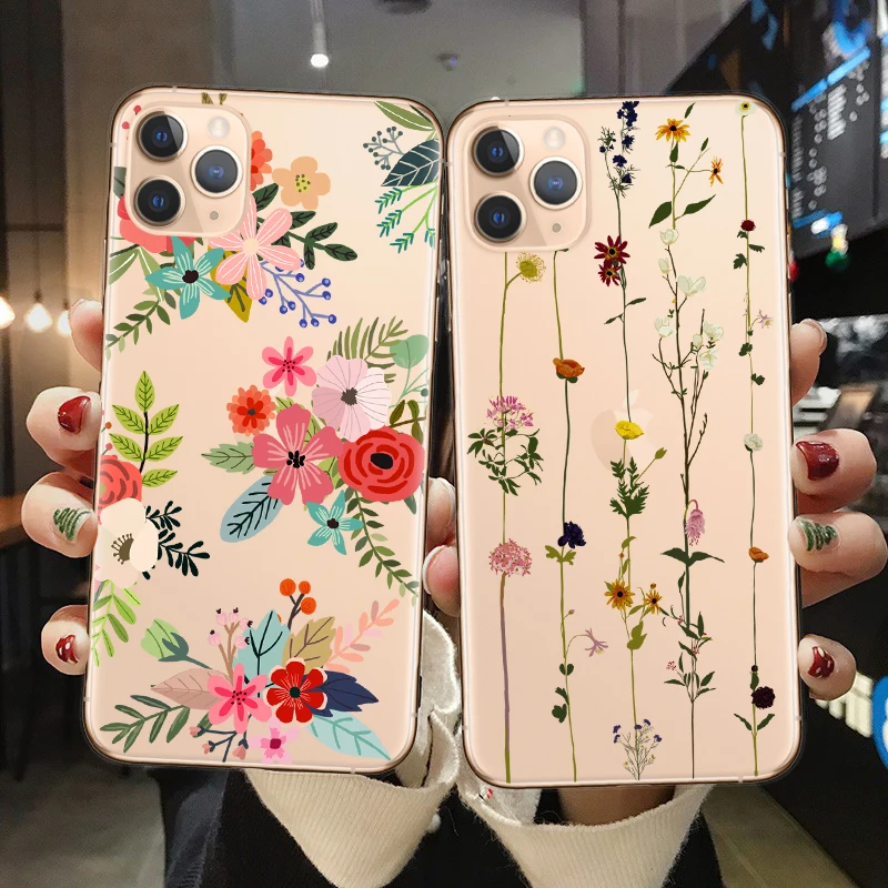 Мягкий чехол для телефона из ТПУ iPhone 12 Mini 11 Pro Max X XR XS 8 7 6 6S Plus с тропическими