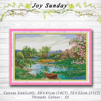 

The spring of the creek Spring scenery painting 14CT 11CT counted cross stitch kits embroidery sets Needlework Sets Home decor
