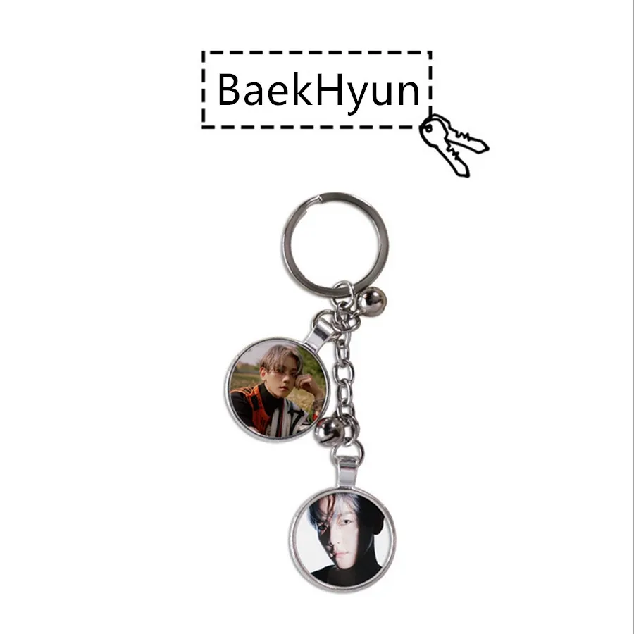 Kpop SuperM металлический брелок Baekhyun Lucas милый Рисунок брелок с подвеской для сумки Шарм держатель для ключей - Цвет: baekhyun