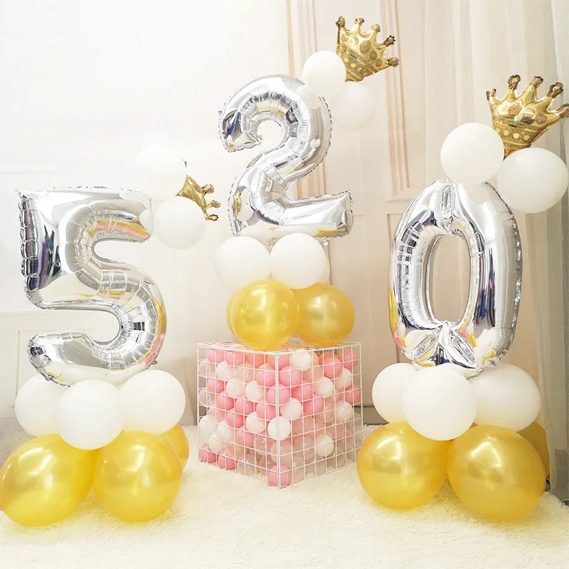 32inch Foil Number Balloons Latex Colorful Happy Birthday Party Decorations Kids Toy Wedding Balls Event Supplies | Дом и сад