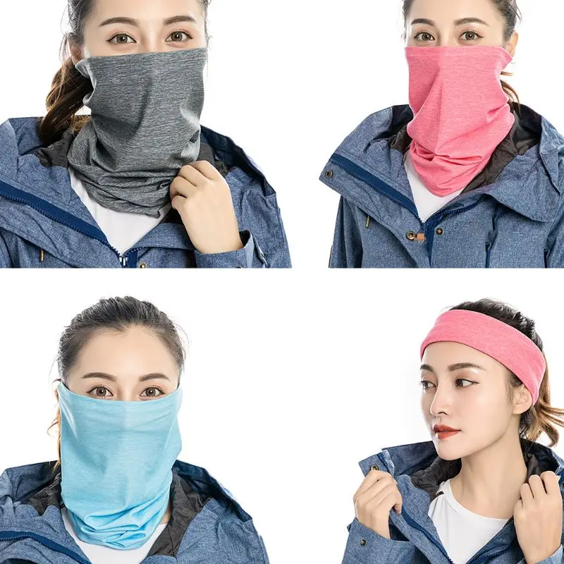 

Unisex Outdoor Cycling Face Mask Neck Gaiter Tube Ice Silk Sun UV Protection Stretchy Scarf Solid Color Bandana Headband