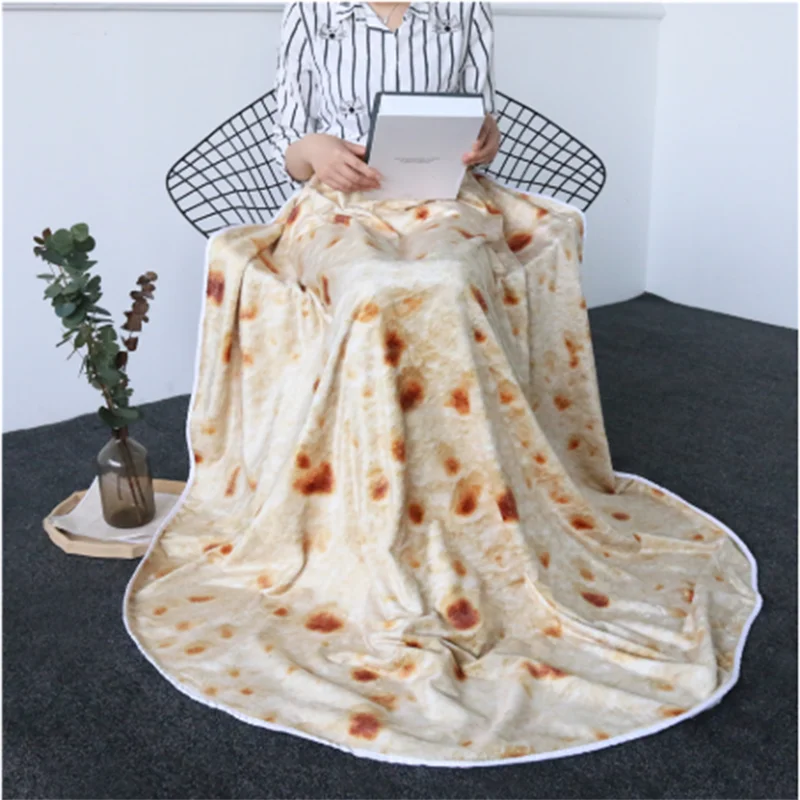 

Simanfei 3D Corn Tortilla Blankets Wool Print Round Throw Blanket Thin Soft Plush For Sofa Bed Home Decoration Burrito Carpet