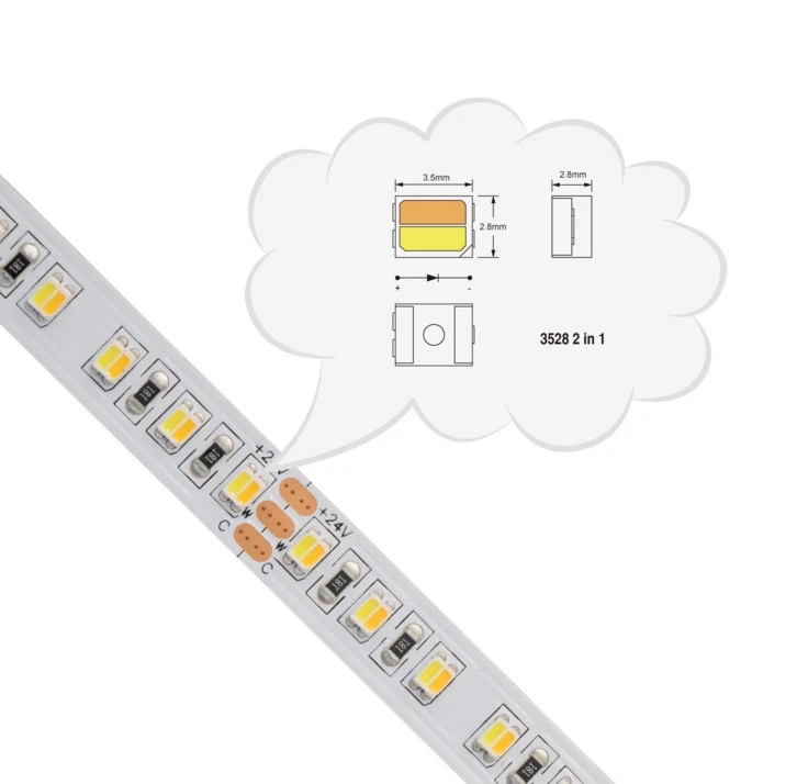 [Seven Neon] DC12V 9,2 W 120led/M белый+ теплый белый двойной белый сильный яркий светодиодный SMD 3528 гибкая светодиодная smd лента