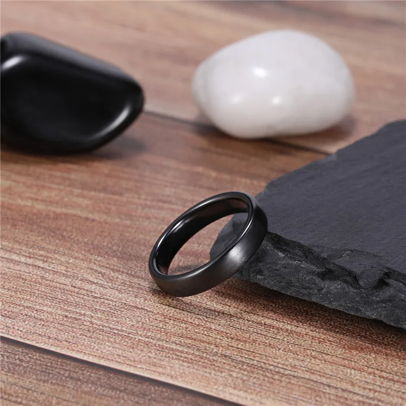 Ceramic Ring For Men And Women, Matte Black Engagement Ring_voghion.com