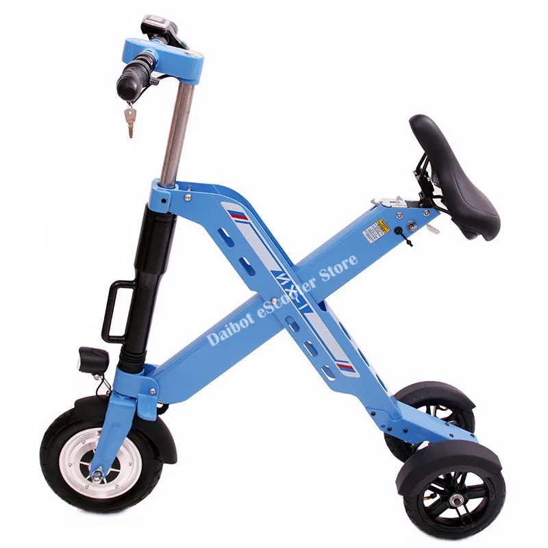 Daibot 3-х колесный электрический самокат мини ходовые электрические велосипедные преобразующие 10 дюймов 350 Вт 36В тормозной быстрого складной Портативный электрические велосипеды для взрослых Для женщин - Цвет: Blue