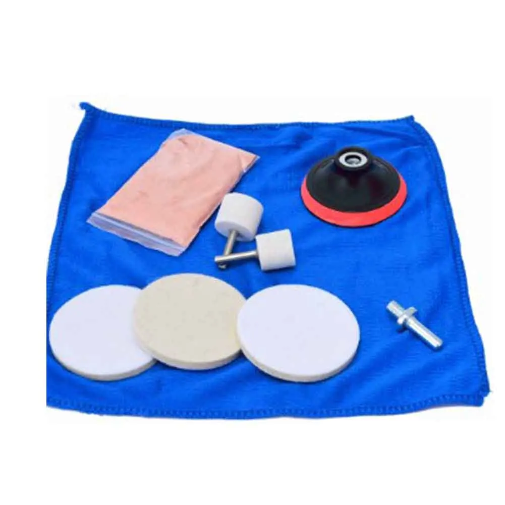 

9pcs Wheel Glass Polishing Set Mirrors Easy Use Scratch Remover Windows Cerium Oxide Powder Windshields Fish Tank Pad Watch Car