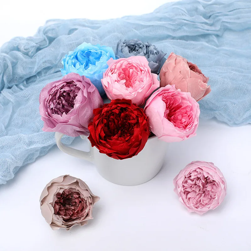 

8pcs 4-5cm Preserved Flowers Dried Everlasting Rose Immortal Austin Gift Box DIY Eternal Life Flores Material Wedding Party Home